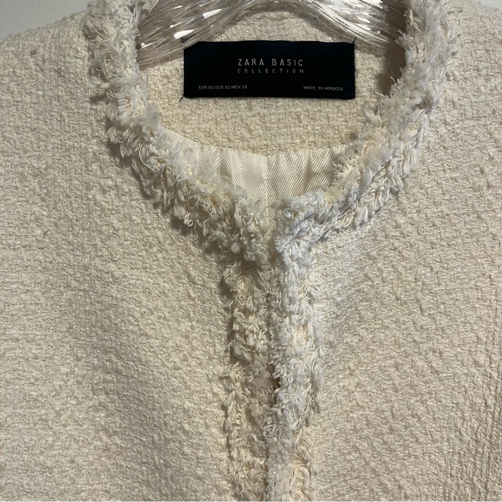Zara Basic Collection Classic Ivory Tweed Jacket - Picture 8 of 16